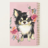Cute Chihuahua Puppy and Flowers Waterverf Art Planner (Achterkant)