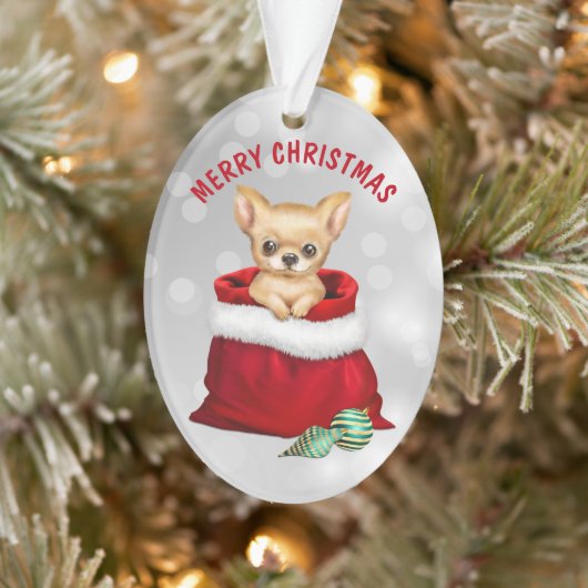 Cute Chihuahua Puppy Dog Gift verrassend Ornament (Boom)