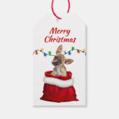 Cute Chihuahua Puppy in Santa Bag Gift Labels Cadeaulabel (Voorkant)