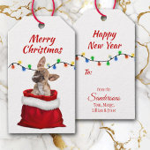 Cute Chihuahua Puppy in Santa Bag Gift Labels Cadeaulabel