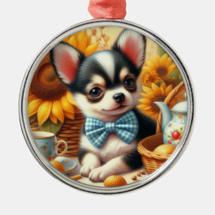 Cute Chihuahua Puppy Metalen Ornament