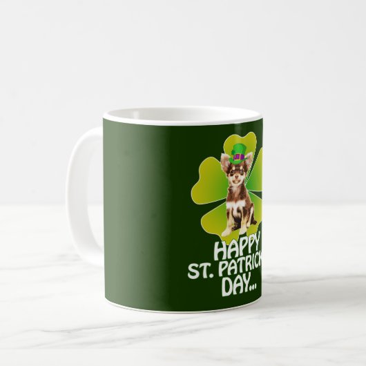 Cute Chihuahua Puppy Pet St. Patrick Day Koffiemok (Voorkant links)