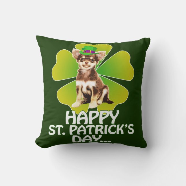 Cute Chihuahua Puppy Pet St. Patrick Day Kussen (Voorkant)