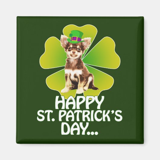 Cute Chihuahua Puppy Pet St. Patrick Day Magneet (Voorkant)