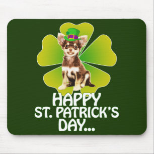 Cute Chihuahua Puppy Pet St. Patrick Day Muismat