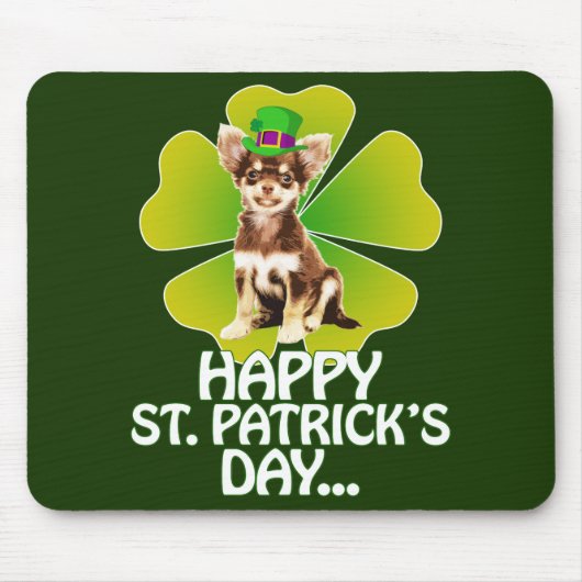 Cute Chihuahua Puppy Pet St. Patrick Day Muismat (Voorkant)