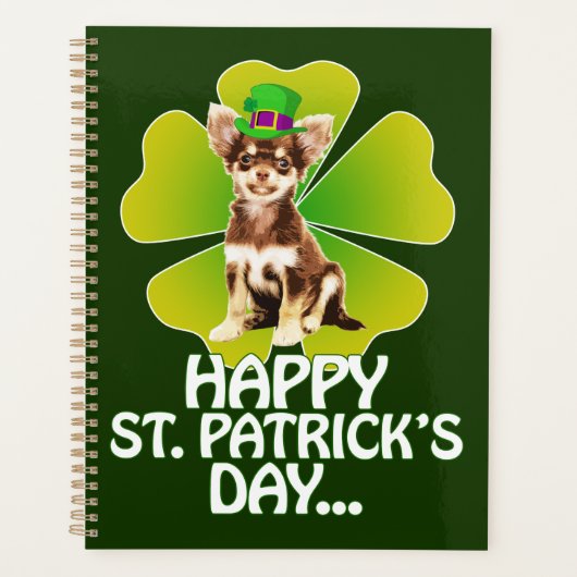 Cute Chihuahua Puppy Pet St. Patrick Day Planner (Voorkant)