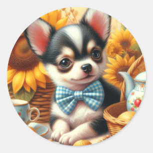 Cute Chihuahua Puppy Ronde Sticker