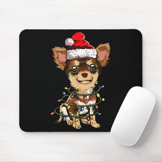 Cute Chihuahua Santa Christmas Tree Lights Xmas Do Muismat (Met muis)