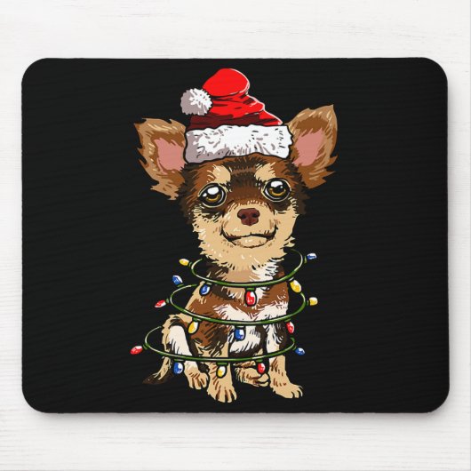 Cute Chihuahua Santa Christmas Tree Lights Xmas Do Muismat (Voorkant)