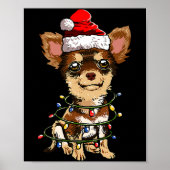 Cute Chihuahua Santa Christmas Tree Lights Xmas Do Poster (Voorkant)