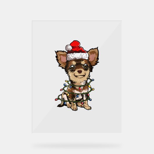 Cute Chihuahua Santa Kerstboom Lams Do Acryl Bord (Voorkant)