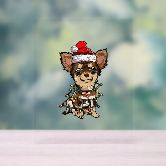 Cute Chihuahua Santa Kerstboom Lams Do Acryl Bord (Neutraal)