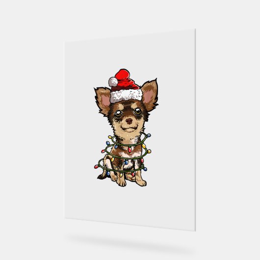Cute Chihuahua Santa Kerstboom Lams Do Acryl Bord (Hoek)