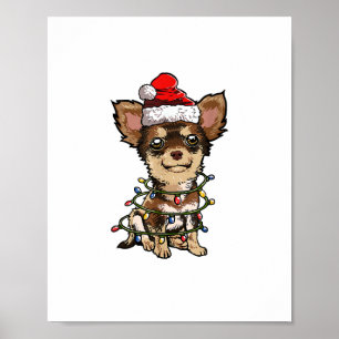 Cute Chihuahua Santa Kerstboom Lams Do Poster