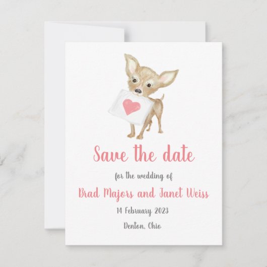 Cute chihuahua save the date card (Voorkant)