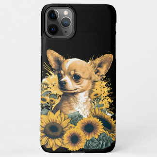 Cute Chihuahua Sunflower Lover Drawing Art iPhone 11Pro Max Hoesje
