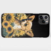 Cute Chihuahua Sunflower Lover Drawing Art iPhone Hoesje (Achterkant horizontaal)