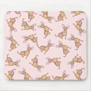Cute Chihuahua Waterverf Painted Pink Brown Muismat