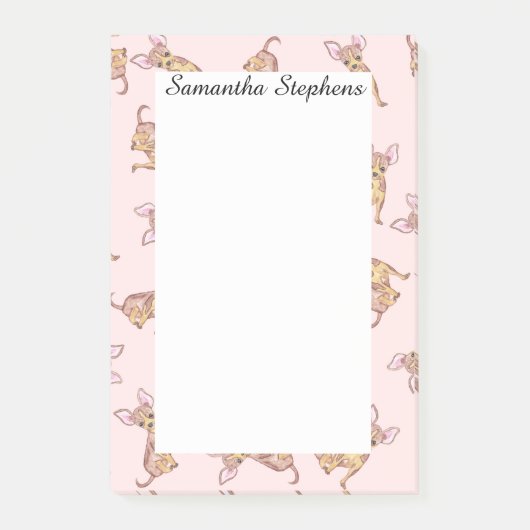 Cute Chihuahua Waterverf Painted Pink Brown Post-it® Notes (Voorkant)