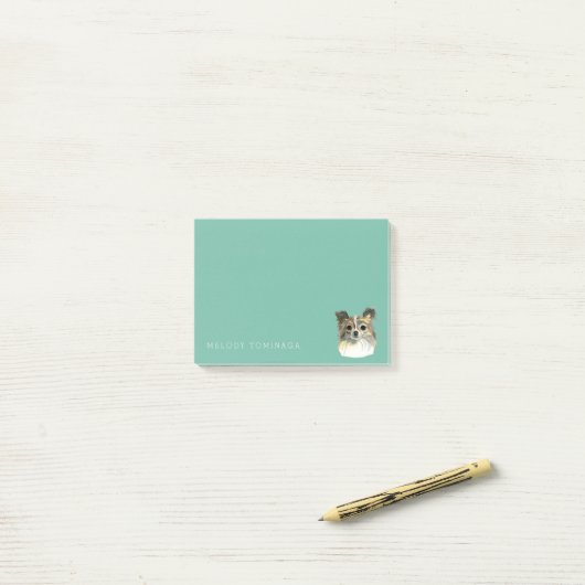 Cute Chihuahua Waterverf Portrait | Jouw namen toe Post-it® Notes (Op bureau)