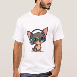 Cute Chihuahua With Headphone & Sunglasses T-shirt
