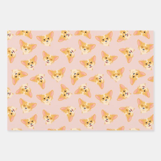 Cute Chihuahua Wrapping Paper Flat Sheet Set van 3 (Voorkant 3)