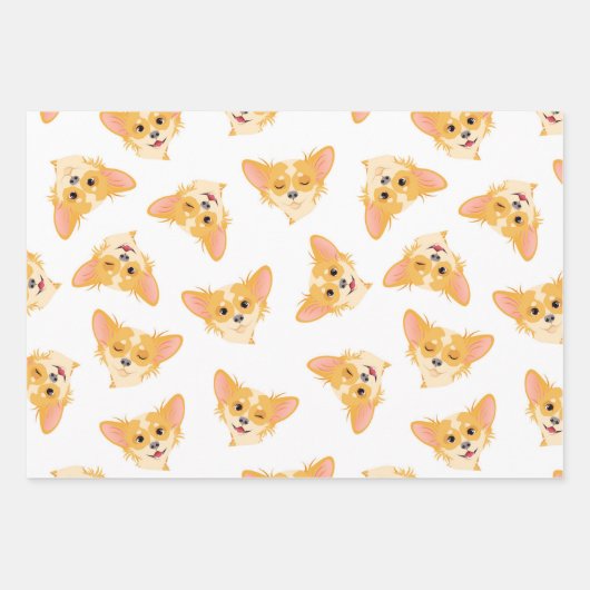 Cute Chihuahua Wrapping Paper Flat Sheet Set van 3 (Voorkant 2)