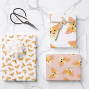 Cute Chihuahua Wrapping Paper Flat Sheet Set van 3