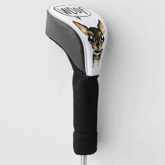 Cute chihuahua zegt Wof! Golfheadcover (Schuin)