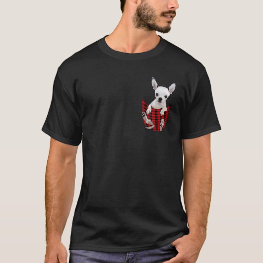 Cute Chihuahuas Dog Art in Chest Pocket Gift Manne T-shirt (Voorkant)