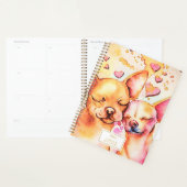 Cute Chihuahuas Pink Hearts Waterverf Dogs Planner (Display)