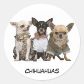 Cute Chihuahuas Ronde Sticker (Voorkant)