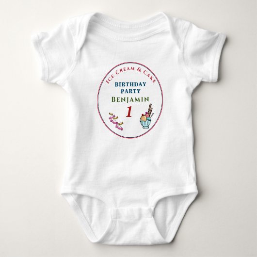 Cute Child Baby 1st Birthday Party Personalize Romper (Voorkant)