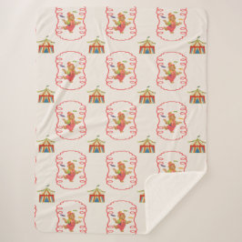 Cute Child Circus Bear Framed Sherpa Blanket Deken