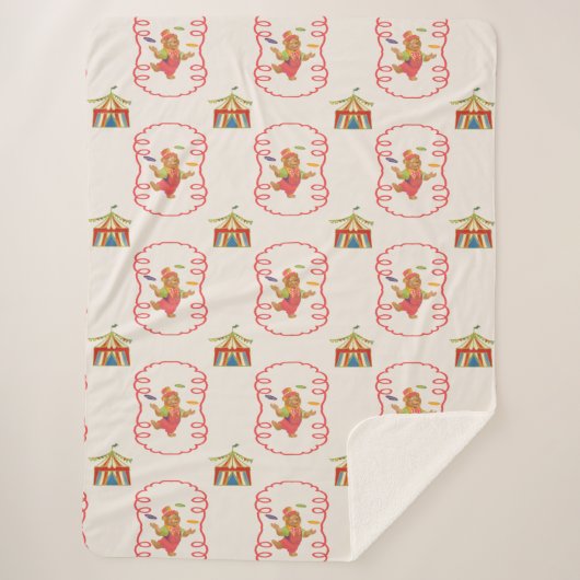 Cute Child Circus Bear Framed Sherpa Blanket Deken (Voorkant)