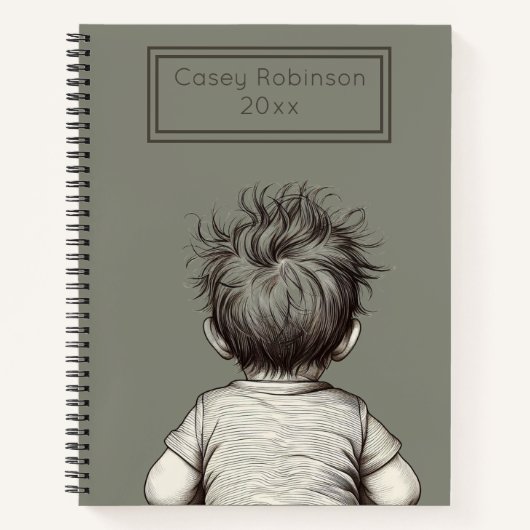 Cute Child Messy Hair Personalize Notitieboek (Voorkant)