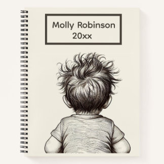 Cute Child Messy Hair Personalize Notitieboek