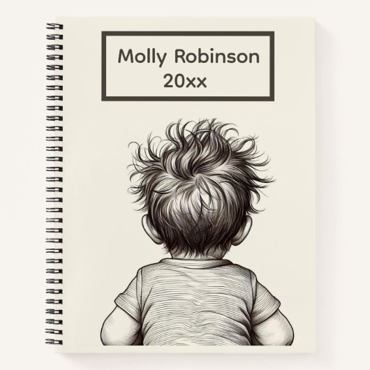 Cute Child Messy Hair Personalize Notitieboek (Voorkant)