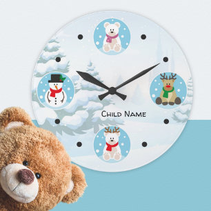Cute Child Winter Wonderland Kerstmis  Ronde Klok