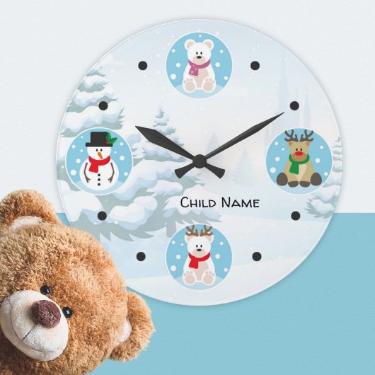 Cute Child Winter Wonderland Kerstmis  Ronde Klok
