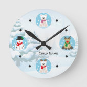 Cute Child Winter Wonderland Kerstmis  Ronde Klok (Voorkant)