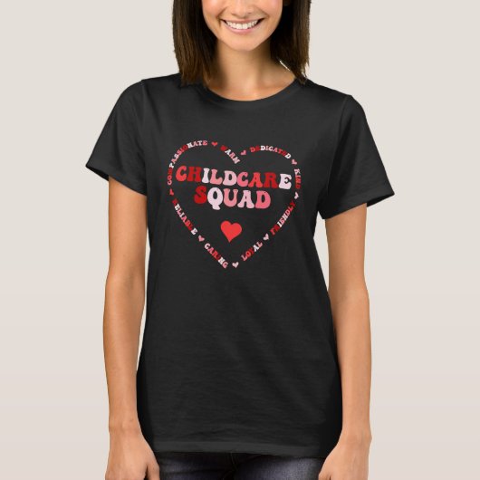 Cute Childcare Squad Valentines Day Heart T-shirt (Voorkant)