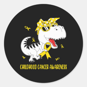 Cute Childhood Cancer Awareness Dinosaur Boys Kind Ronde Sticker