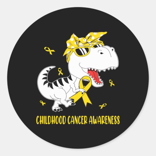 Cute Childhood Cancer Awareness Dinosaur Boys Kind Ronde Sticker (Voorkant)