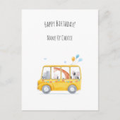 Cute Children Bus Animals Balloons Birthday Card Briefkaart (Voorkant)