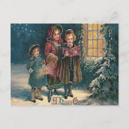 Cute Children Carolers Caroling Briefkaart