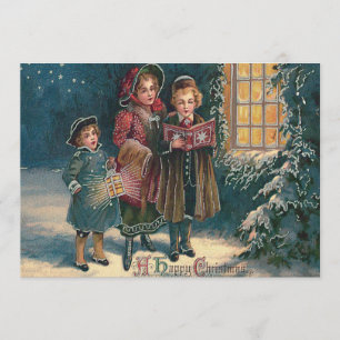 Cute Children Carolers Caroling Kaart