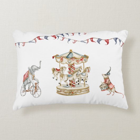 Cute Children Circus Carnival Animals Pattern Accent Kussen (Voorkant)