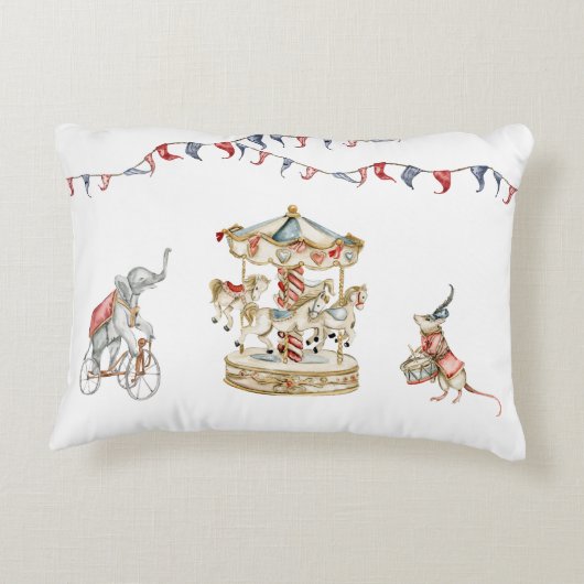 Cute Children Circus Carnival Animals Pattern Accent Kussen (Achterkant)